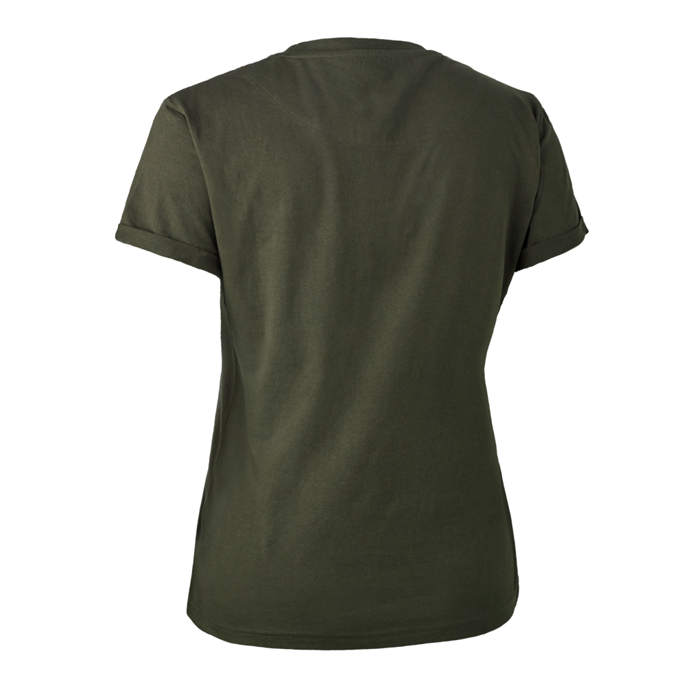 Deerhunter - Lady T-shirt med sköld storlek 40 Bark Green