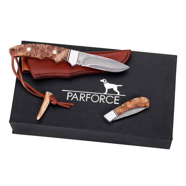 Parforce knivset - två jaktknivar i Damaskus-stål.
