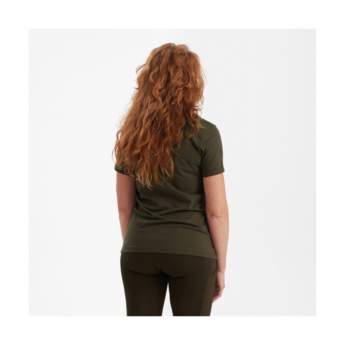 Deerhunter - Lady T-shirt med sköld storlek 40 Bark Green