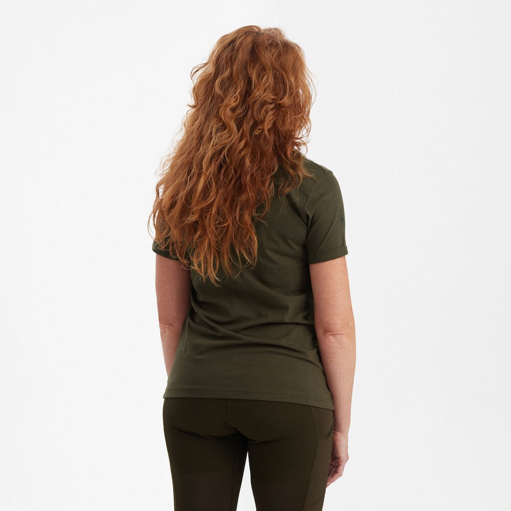 Deerhunter - Lady T-shirt med sköld storlek 40 Bark Green