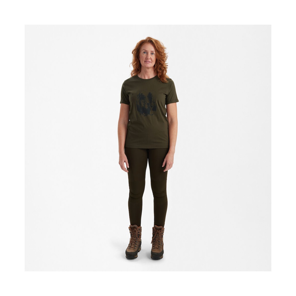 Deerhunter - Lady T-shirt med sköld storlek 40 Bark Green