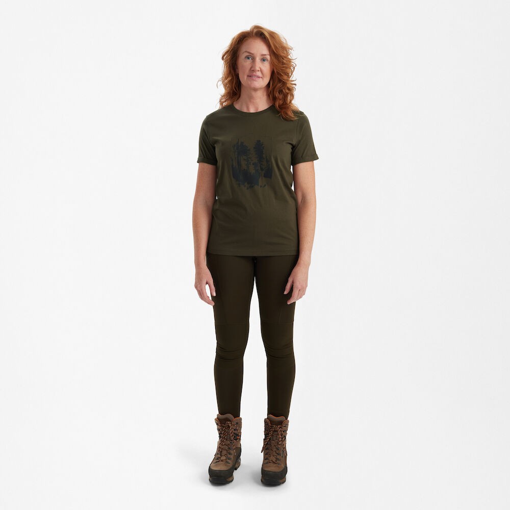 Deerhunter - Lady T-shirt med sköld storlek 40 Bark Green