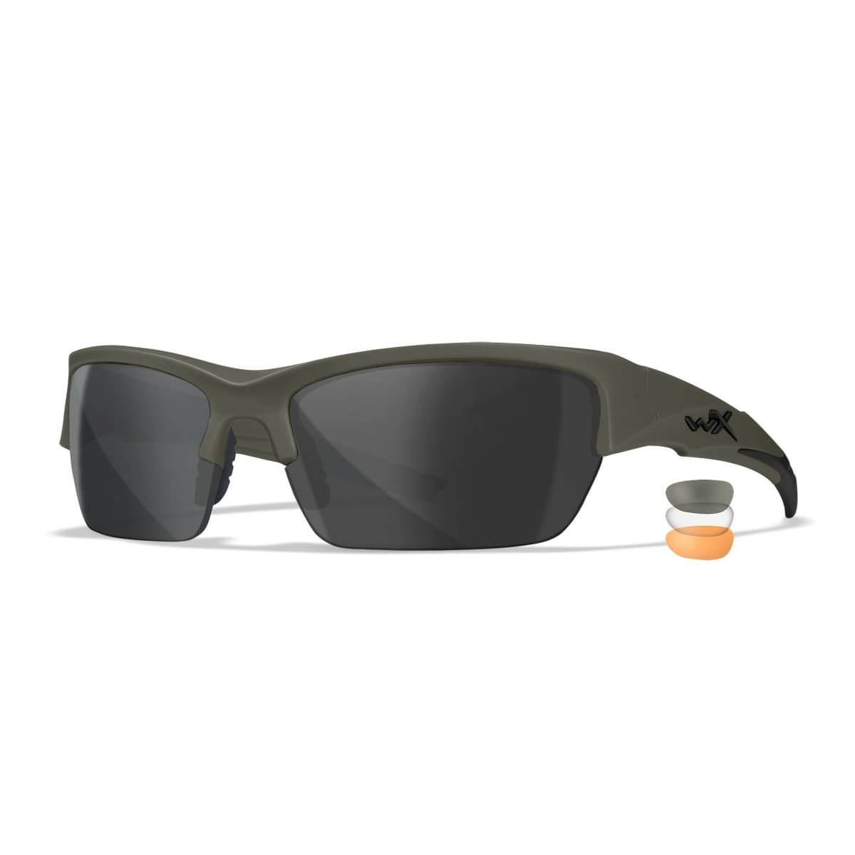 Wiley X Valor 2.5 sport- och skytteglasögon - Matt armégrönt bågstativ med 3 linser