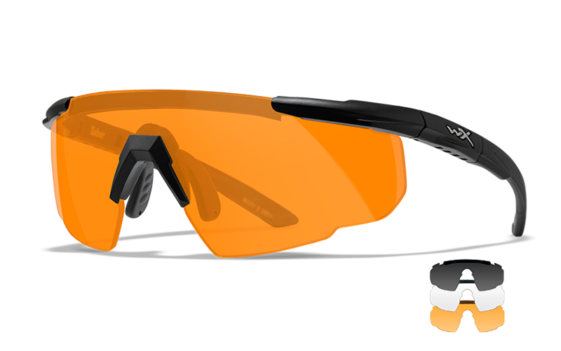 Wiley X Saber Advanced skyddsglasögon - Mattsvart båge med Smoke, Clear och Light Rust