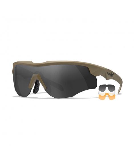 Wiley X Rogue Comm sport- och skytteglasögon - Matt sandfärgad båge med 3 linser