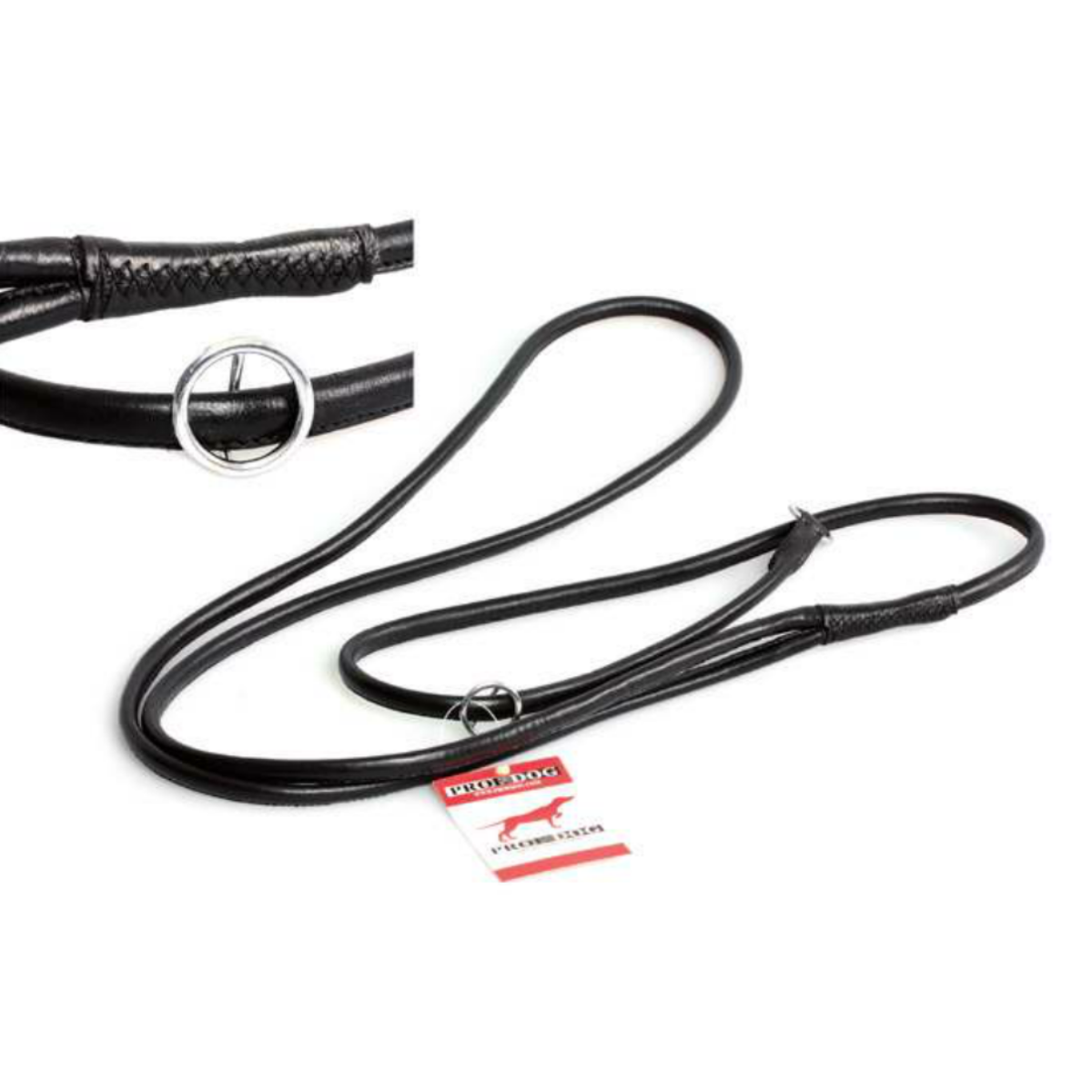 Profdog - Retrieverlina i svart läder 8mm