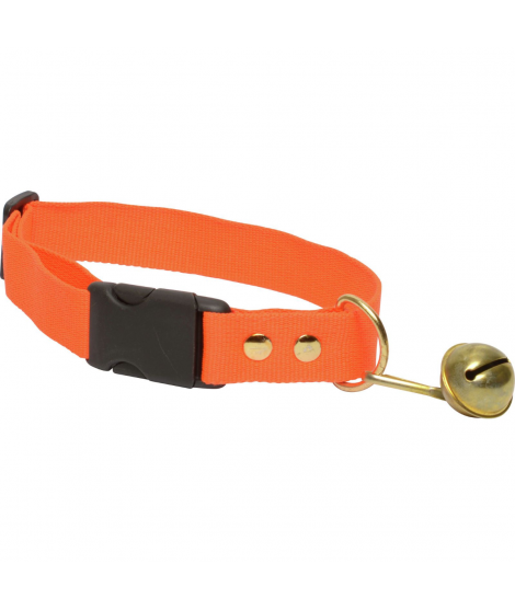 Hundhalsband orange med bjällra 36-56 cm