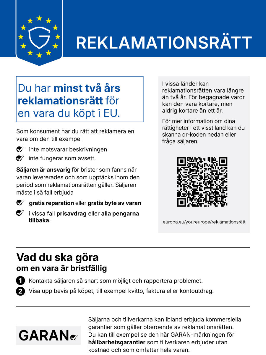 Reklamationsrätt – EU:s meddelande om konsumentens lagstadgade rättigheter vid fel på varan